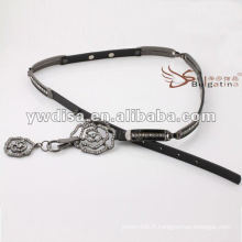 Ceinture de mode féminine pavée de strass en PU avec le meilleur design en gomme en chaîne de YIWU DISHA